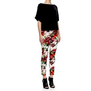 MILLY Floral Cropped Skinny Pants
